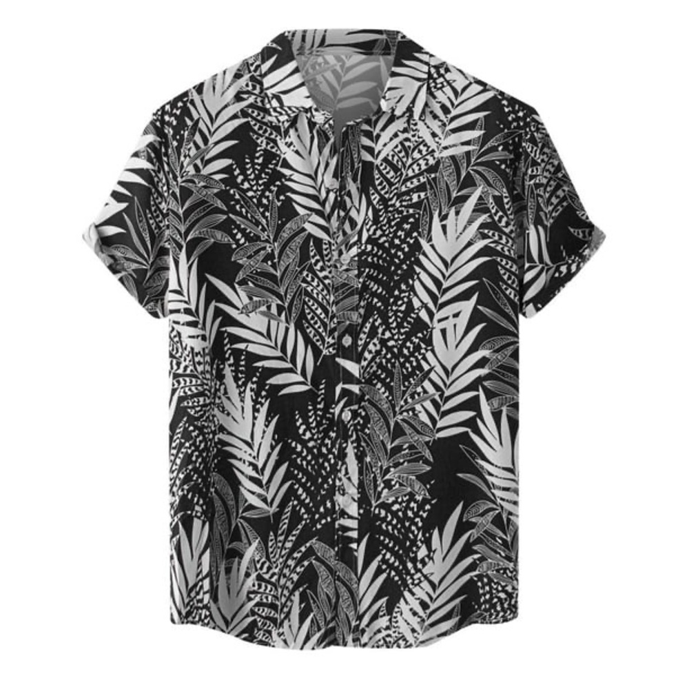 Eleven Paris Monochrome Leaf Print Shirt